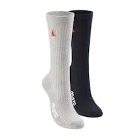 Two pairs of ribbed crew socks, one marl grey and one navy, in Musto packaging